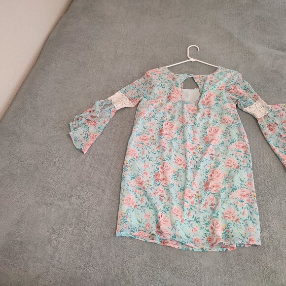 Size L Feathers Dress Flowy Summer Office School Midi Short No Waist Embroidery - Picture 10 of 10